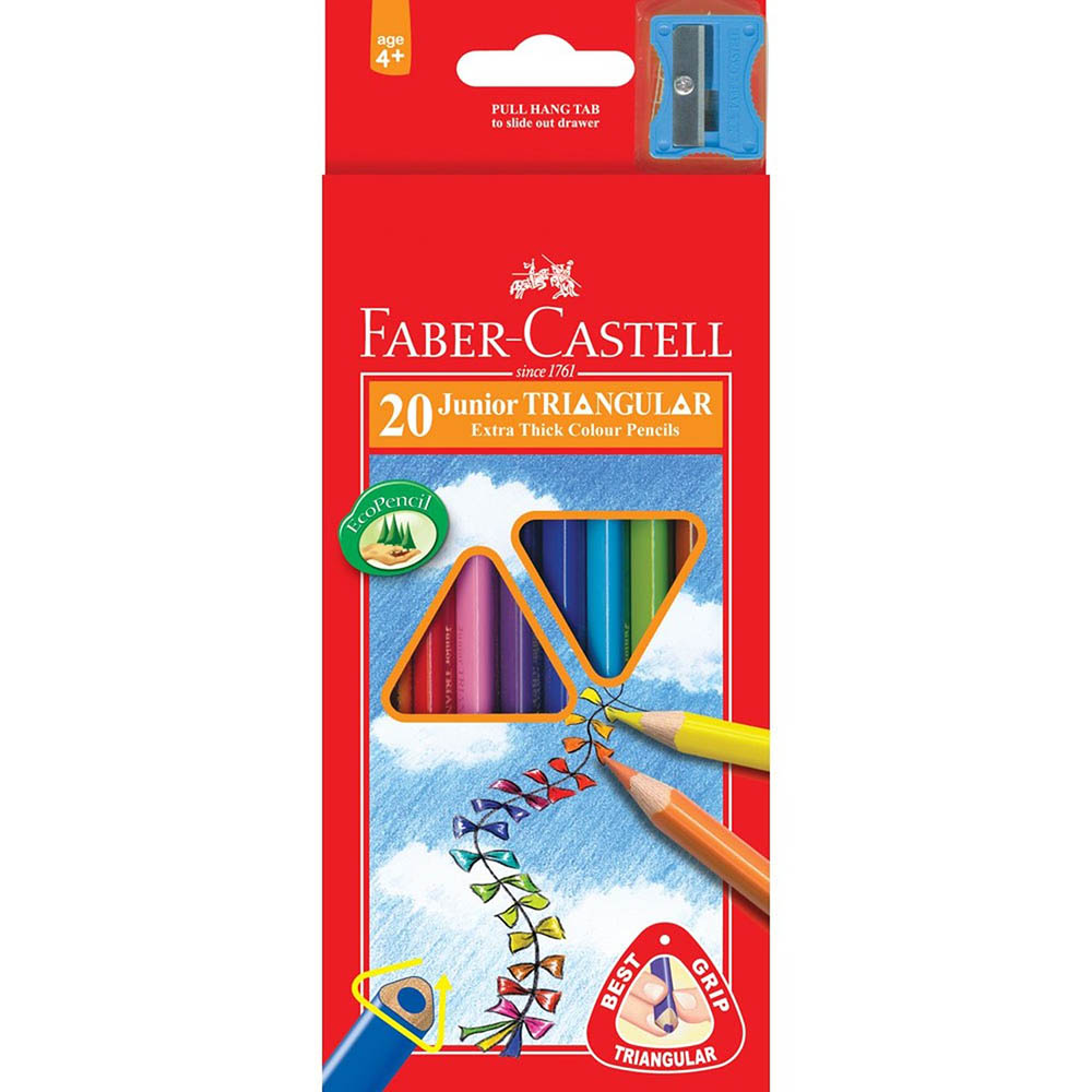 Image for FABER-CASTELL JUNIOR TRIANGULAR EXTRA THICK COLOUR PENCILS ASSORTED PACK 20 from That Office Place PICTON