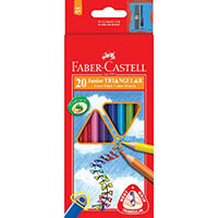 faber-castell junior triangular extra thick colour pencils assorted pack 20