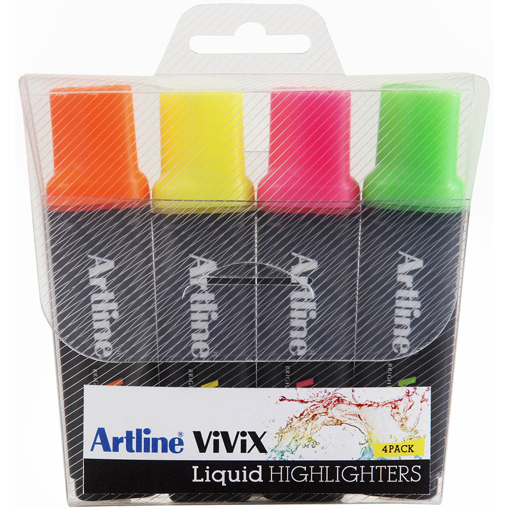 Image for ARTLINE VIVIX HIGHLIGHTER CHISEL ASSORTED PACK 4 from Office Express