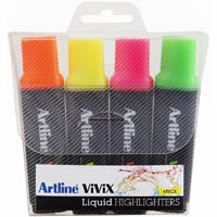 artline vivix highlighter chisel assorted pack 4