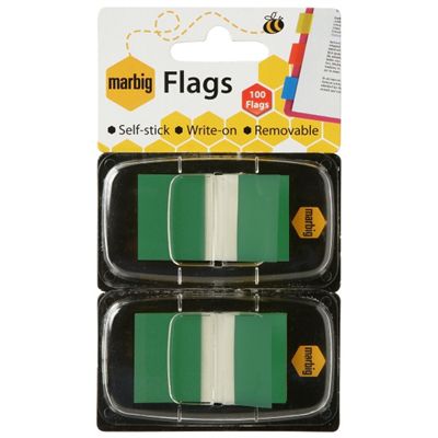 Image for MARBIG POP-UP FLAGS TWIN PACK GREEN from Office Heaven