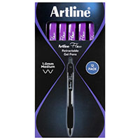 artline flow retractable ballpoint pen 1.0mm purple box 12