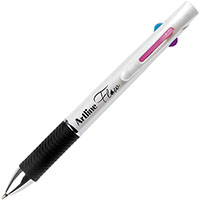 artline flow retractable ballpoint pen 4-colour brights