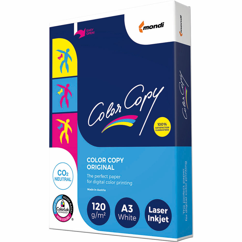 Image for MONDI COLOR COPY A3 COPY PAPER 120GSM WHITE PACK 250 SHEETS from York Stationers