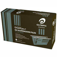 olympic 100% recycled easy glide suspension files with tabs foolscap green pack 50