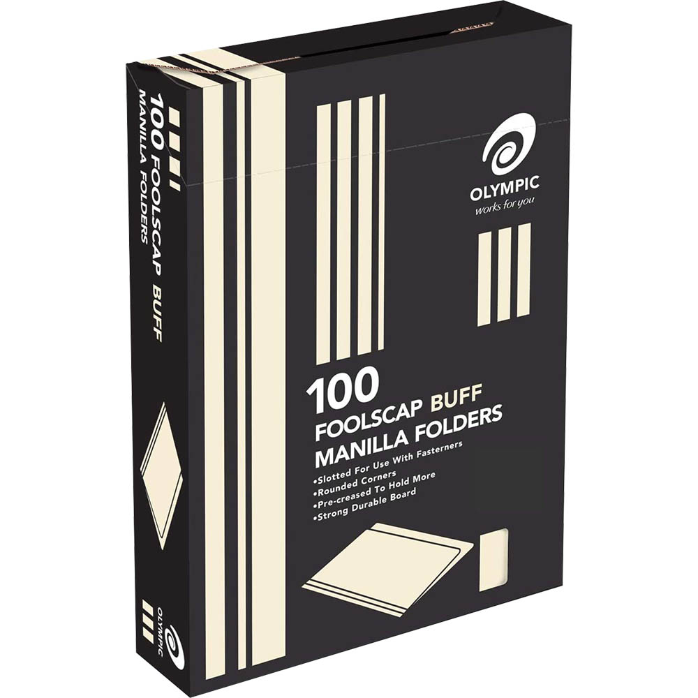 Image for OLYMPIC MANILLA FOLDER FOOLSCAP BUFF 163GSM BOX 100 from Office Express