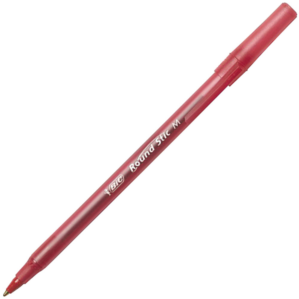 Image for BIC ROUND STIC BALLPOINT PENS MEDIUM RED BOX 12 from BusinessWorld Computer & Stationery Warehouse