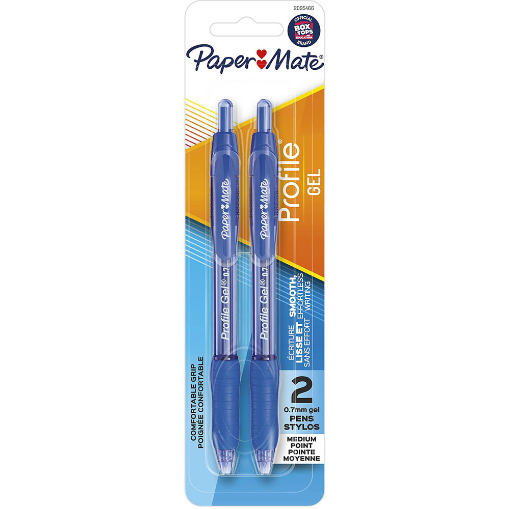 Image for PAPERMATE PROFILE GEL INK PEN 0.7MM BLUE PACK 2 from Clipboard Stationers & Art Supplies
