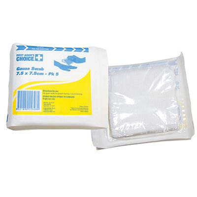 Image for TRAFALGAR STERILE GAUZE SWABS 75 X 75MM PACK 5 from Clipboard Stationers & Art Supplies