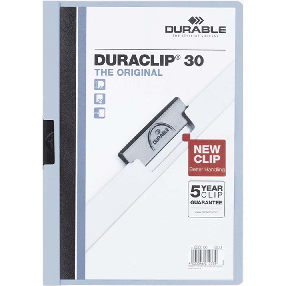 Image for DURABLE DURACLIP DOCUMENT FILE PORTRAIT 30 SHEET CAPACITY A4 BLUE from Clipboard Stationers & Art Supplies