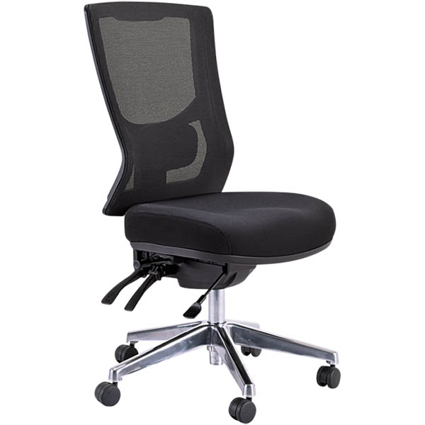 Image for BURO METRO II 24/7 TASK CHAIR HIGH MESH BACK 3-LEVER POLISHED ALUMINIUM BASE BLACK from That Office Place PICTON