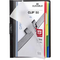 durable duraclip document file portrait 50 sheet capacity index tabs a4 black