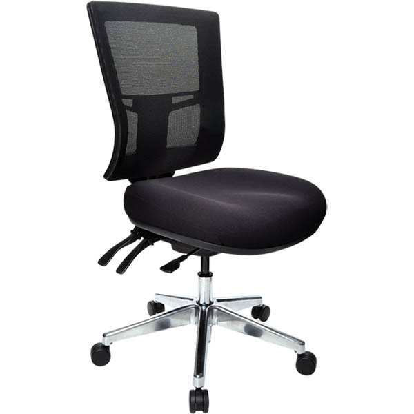 Image for BURO METRO II 24/7 TASK CHAIR MEDIUM MESH BACK 3-LEVER POLISHED ALUMINIUM BASE BLACK from Prime Office Supplies