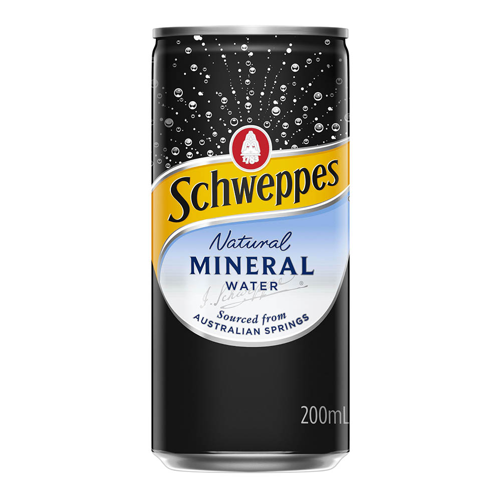 Image for SCHWEPPES NATURAL MINERAL WATER CAN 200ML CARTON 24 from York Stationers