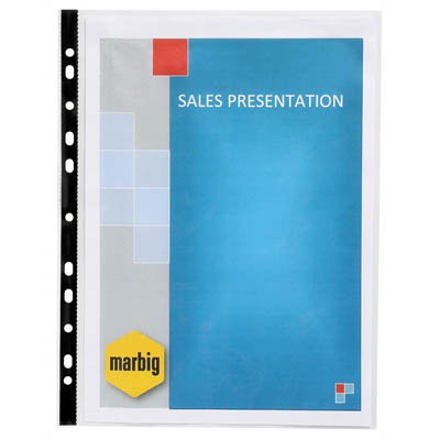 Image for MARBIG SHEET PROTECTORS BLACK EDGE A4 BOX 100 from Mitronics Corporation
