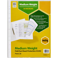 marbig mediumweight copysafe sheet protectors fold out a4 pack 20