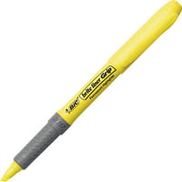 bic briteliner grip highlighter pen style chisel yellow box 12