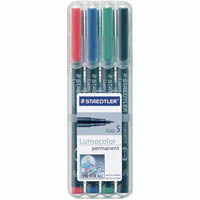 staedtler 313 lumocolor permanent marker bullet superfine 0.4mm assorted wallet 4