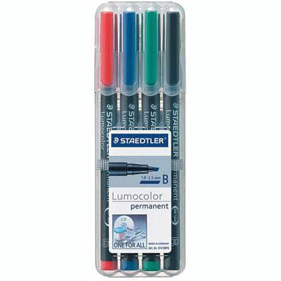 Image for STAEDTLER 314 LUMOCOLOR PERMANENT MARKER CHISEL 2.5MM ASSORTED WALLET 4 from That Office Place PICTON