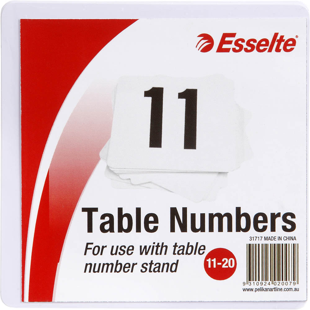 Image for ESSELTE TABLE NUMBERS 11-20 100MM WHITE PACK 10 from SNOWS OFFICE SUPPLIES - Brisbane Family Company