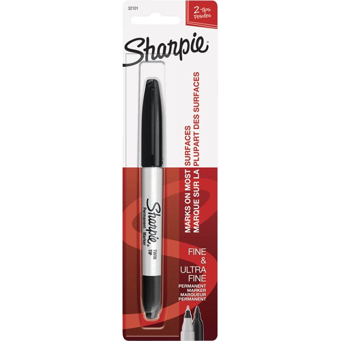 Image for SHARPIE DUAL NIB PERMANENT MARKER BULLET 1.0/0.3MM BLACK HANGSELL from Positive Stationery