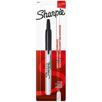 Image for SHARPIE RETRACTABLE PERMANENT MARKER BULLET FINE 1.0MM BLACK HANGSELL from York Stationers