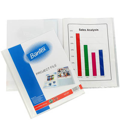 Image for BANTEX PROJECT FILE 20 POCKET A4 CLEAR/WHITE from BusinessWorld Computer & Stationery Warehouse