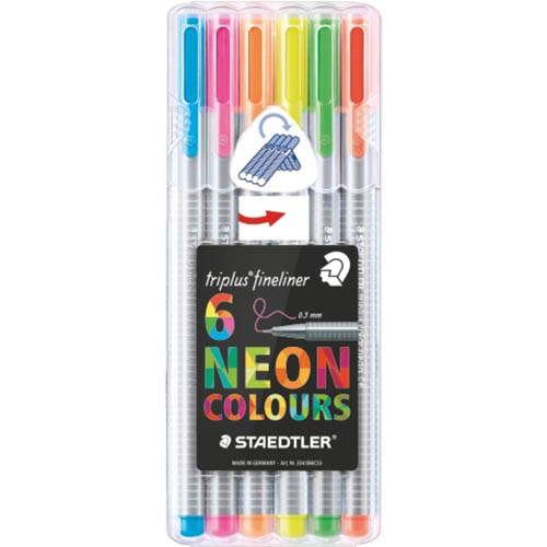Image for STAEDTLER TRIPLUS 334 FINELINER SUPERFINE PENS 0.3MM ASSORTED NEON WALLET 6 from That Office Place PICTON