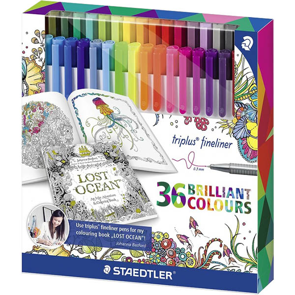 Image for STAEDTLER 323 JOHANNA BASFORD TRIPLUS FINELINE PEN ASSORTED BOX 36 from Prime Office Supplies