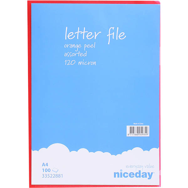 Image for NICEDAY LETTER FILE A4 ASSORTED PACK 100 from Challenge Office Supplies