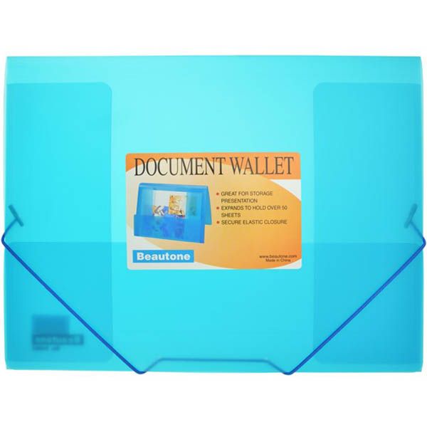 Image for BEAUTONE COOL FROST DOCUMENT WALLET A4 TRANSPARENT BLUE from Memo Office and Art