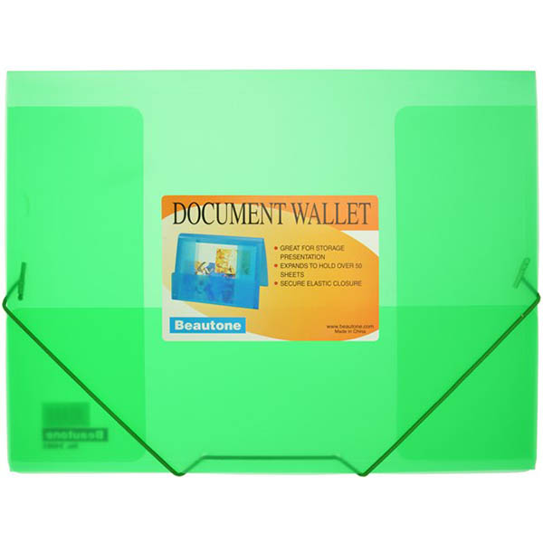 Image for BEAUTONE COOL FROST DOCUMENT WALLET A4 TRANSPARENT GREEN from Memo Office and Art