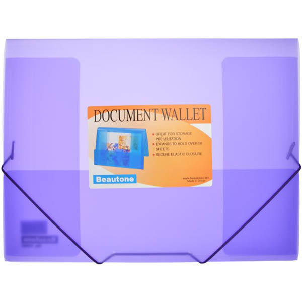 Image for BEAUTONE COOL FROST DOCUMENT WALLET A4 TRANSPARENT PURPLE from Memo Office and Art