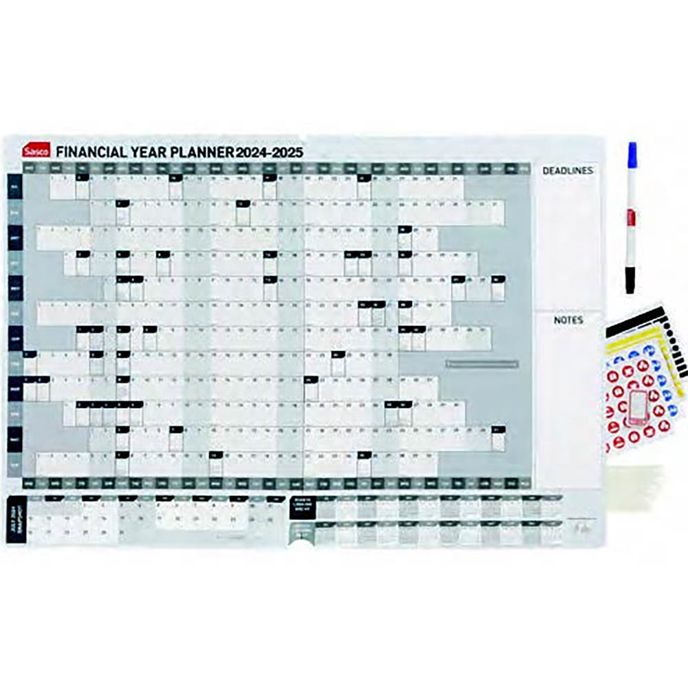 Image for SASCO 2024-2025 FINANCIAL YEAR PLANNER 870 X 610MM WHITE from BusinessWorld Computer & Stationery Warehouse
