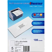 unistat 38945 multi-purpose label 5up 50.8 x 210mm pack 100