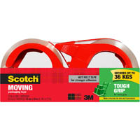 scotch 3500-2-1rd-au tough grip moving tape with dispenser 48mm x 50m pack 2