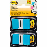 post-it 680-bb2 flags bright blue twin pack 100