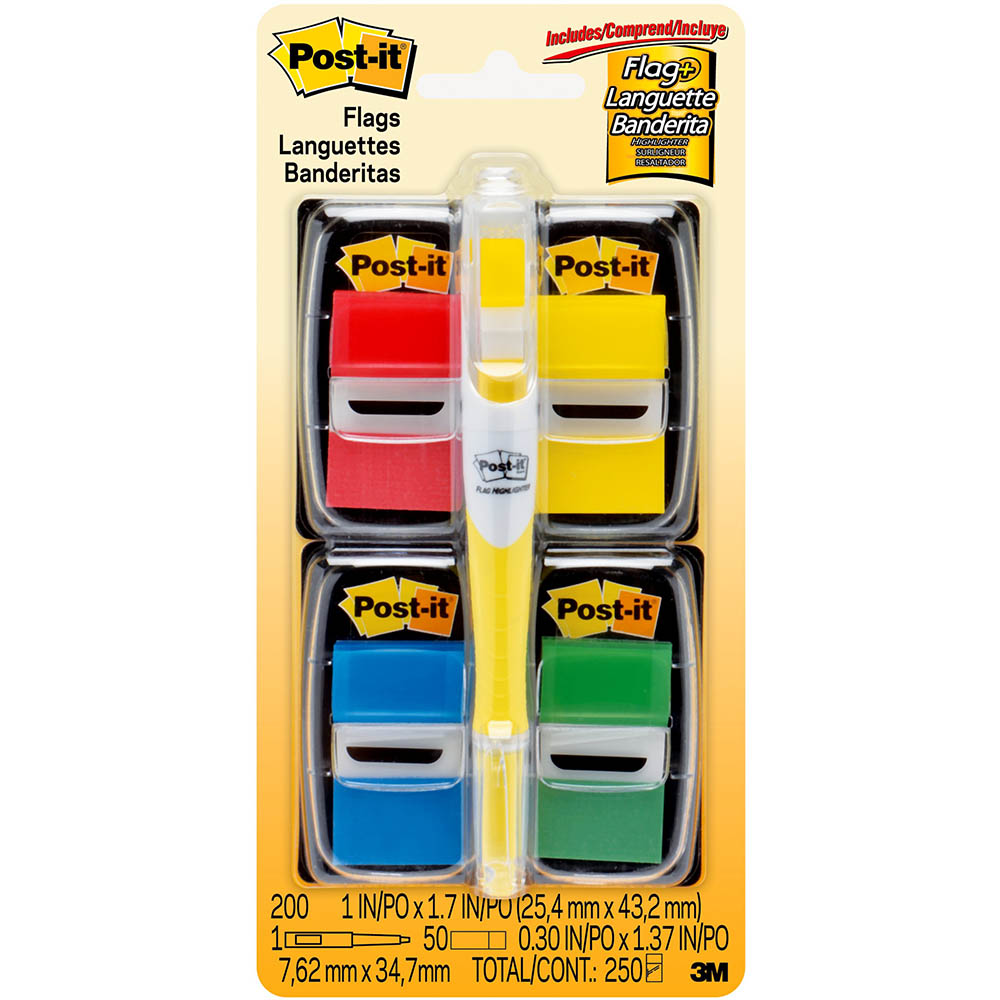POST-IT 680-RYBGVA FLAGS BRIGHT ASSORTED VALUE PACK 250 - BONUS FLAG PEN |  | 7007794
