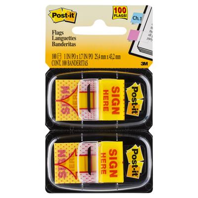 Image for POST-IT 680-SH2 SIGN HERE FLAGS YELLOW TWIN PACK 100 from ONET B2C Store