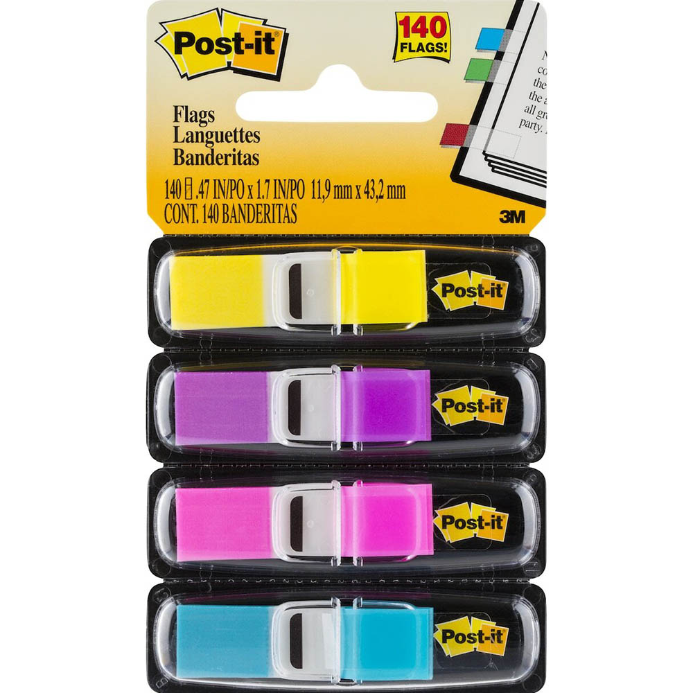 Image for POST-IT 683-4AB MINI INDEX FLAGS BRIGHT ASSORTED PACK 140 from York Stationers