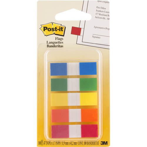 Image for POST-IT 683-5CF MINI FLAGS PRIMARY ASSORTED PACK 100 from Mitronics Corporation