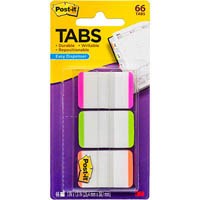 post-it 686l-pgo durable filing tabs lined 38mm green/orange/pink pack 66