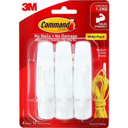 Image for COMMAND ADHESIVE HOOKS MEDIUM VALUE PACK from Challenge Office Supplies