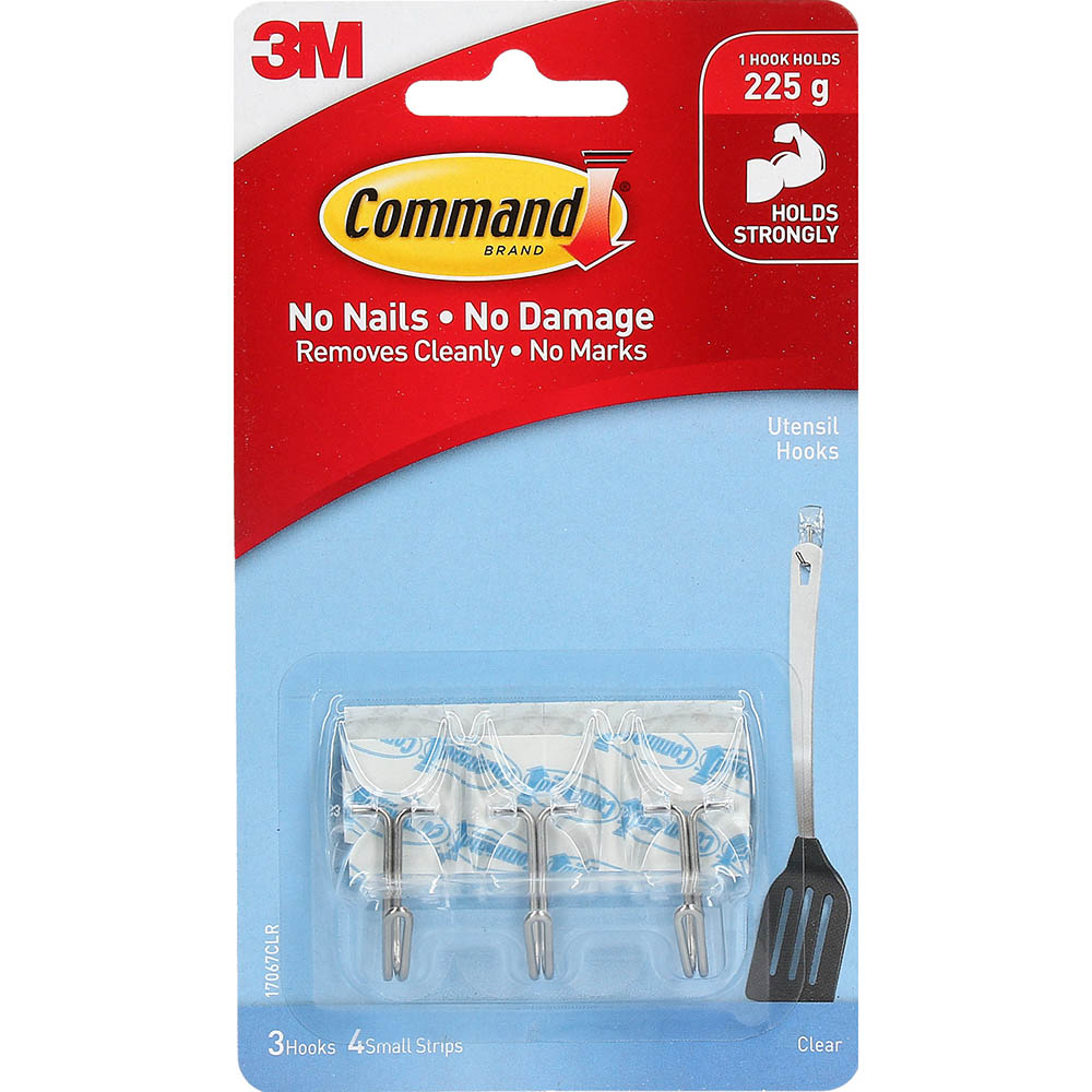 Image for COMMAND ADHESIVE WIRE HOOKS SMALL HOOKS WITH CLEAR STRIPS from Memo Office and Art