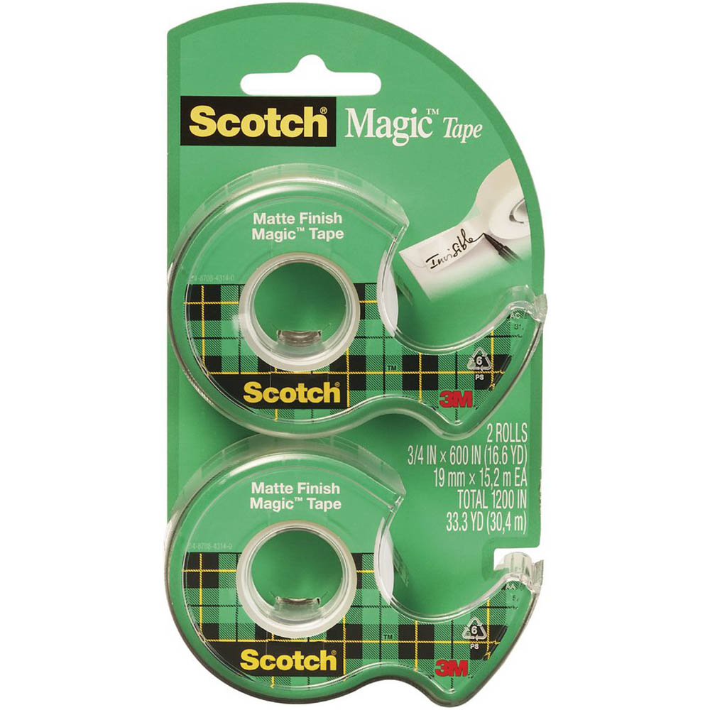 Image for SCOTCH 810 MAGIC TAPE ON DISPENSER 19MM X 16M PACK 2 from Mitronics Corporation