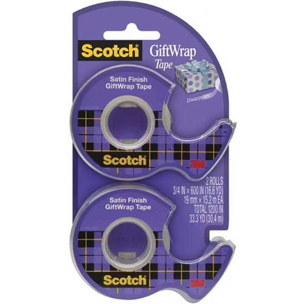 Image for SCOTCH GIFTWRAP TAPE ON DISPENSER 19MM X 16.5M PACK 2 from Clipboard Stationers & Art Supplies