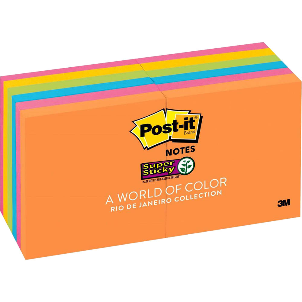 Image for POST-IT 654-12SSAU SUPER STICKY NOTES 76 X 76MM ENERGY BOOST PACK 12 from York Stationers
