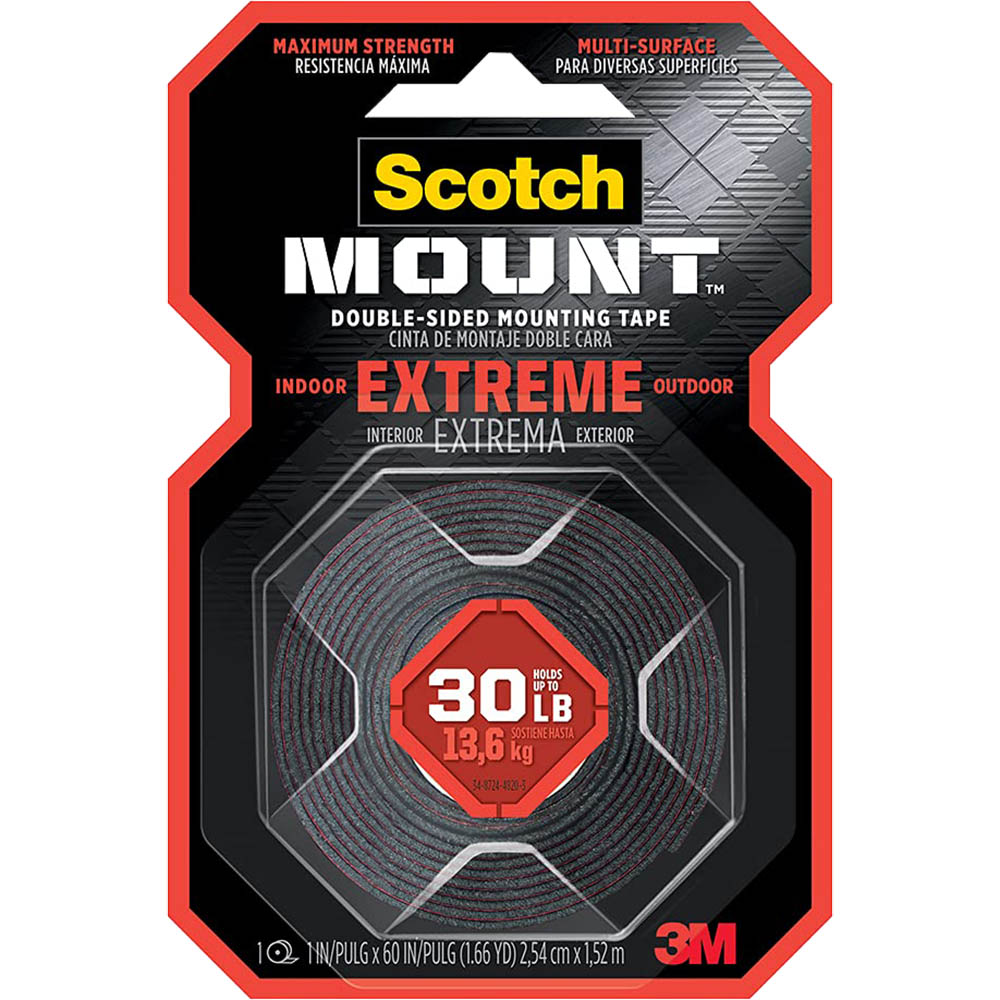 Image for SCOTCH DOUBLE SIDED MOUNTING TAPE MOUNT EXTREME 25MM X 1.52M BLACK from Office Heaven