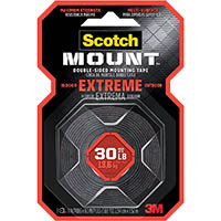 scotch double sided mounting tape mount extreme 25mm x 1.52m black
