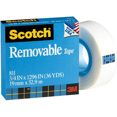 Image for SCOTCH 811 REMOVABLE MAGIC TAPE 19MM X 33M from Mitronics Corporation